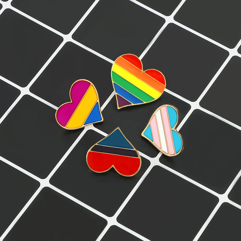 Красочные радужные Броши с сердечком лесбиянок геев гордость ЛГБТ эмалированные