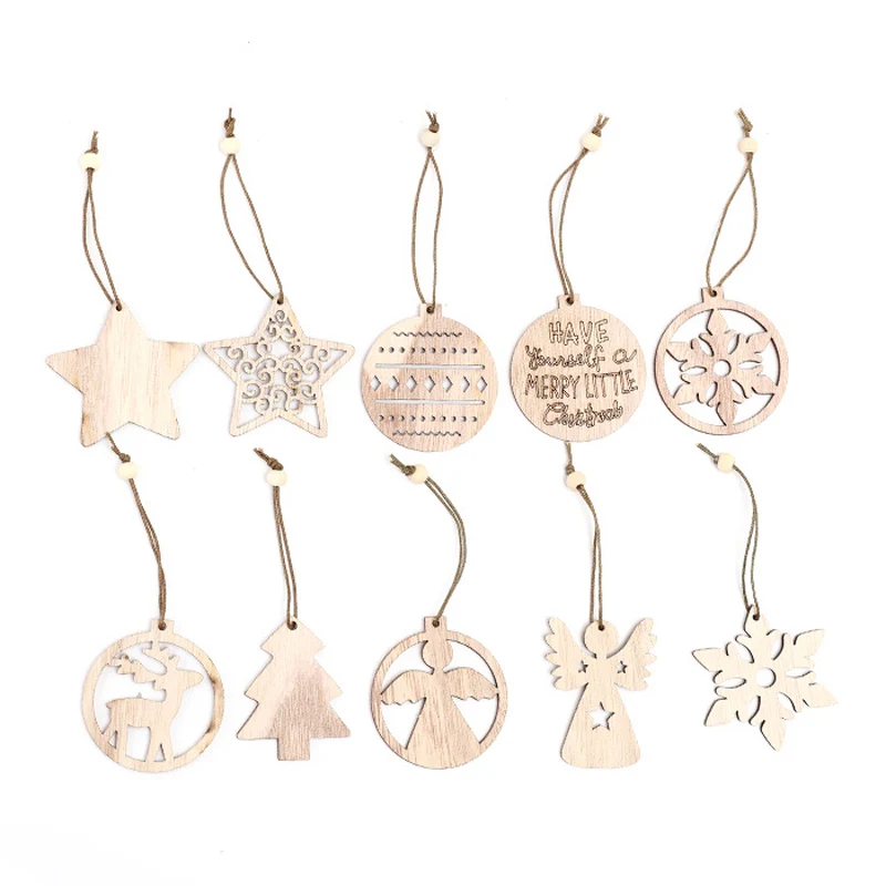 

12 шт Рождество, отлично подходят для украшения Подвески DIY Изделия из дерева Рождественская елка украшения для рождественской вечеринки, ук...