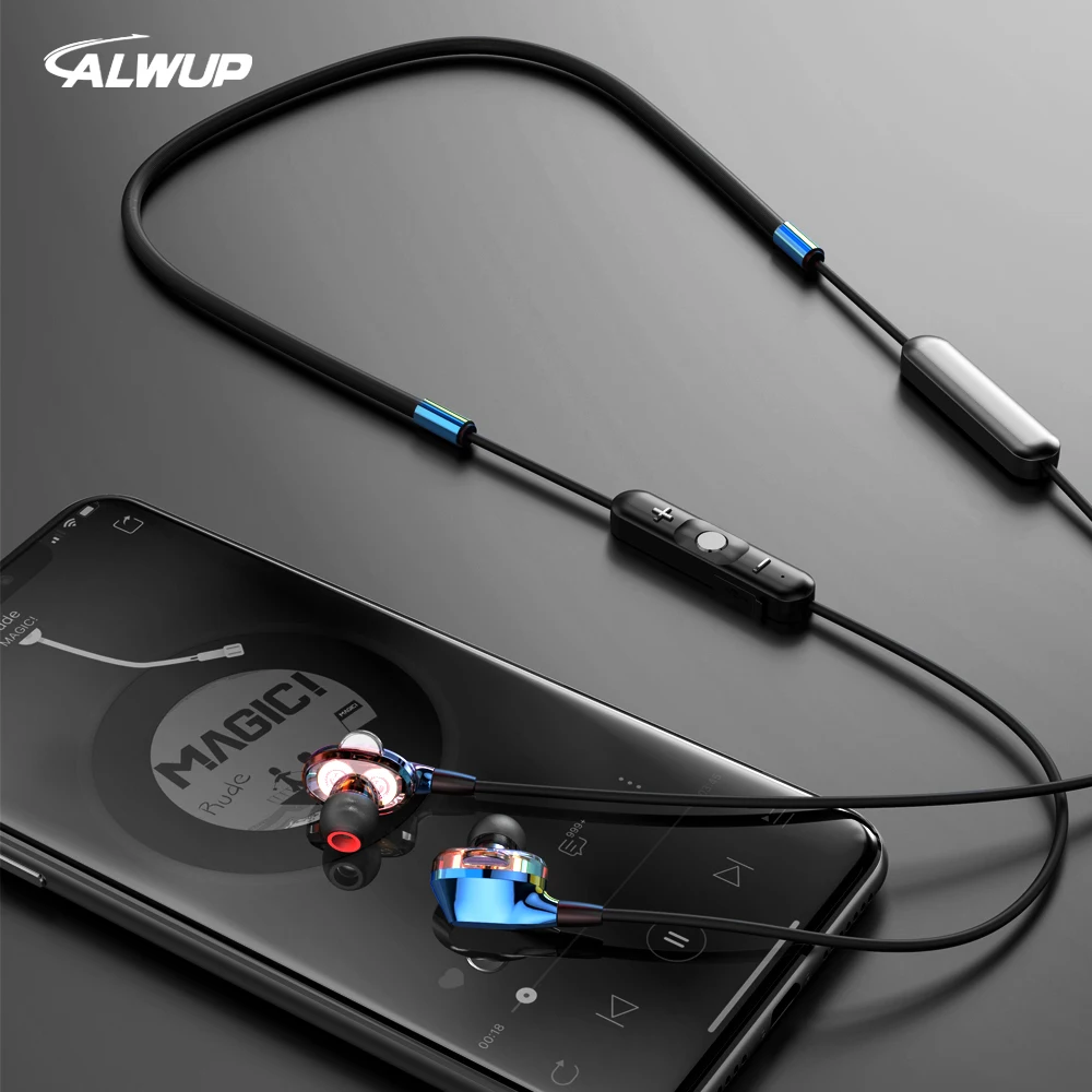 ALWUP G02 Bluetooth наушники беспроводные двойные драйверы стерео спортивные магнитные