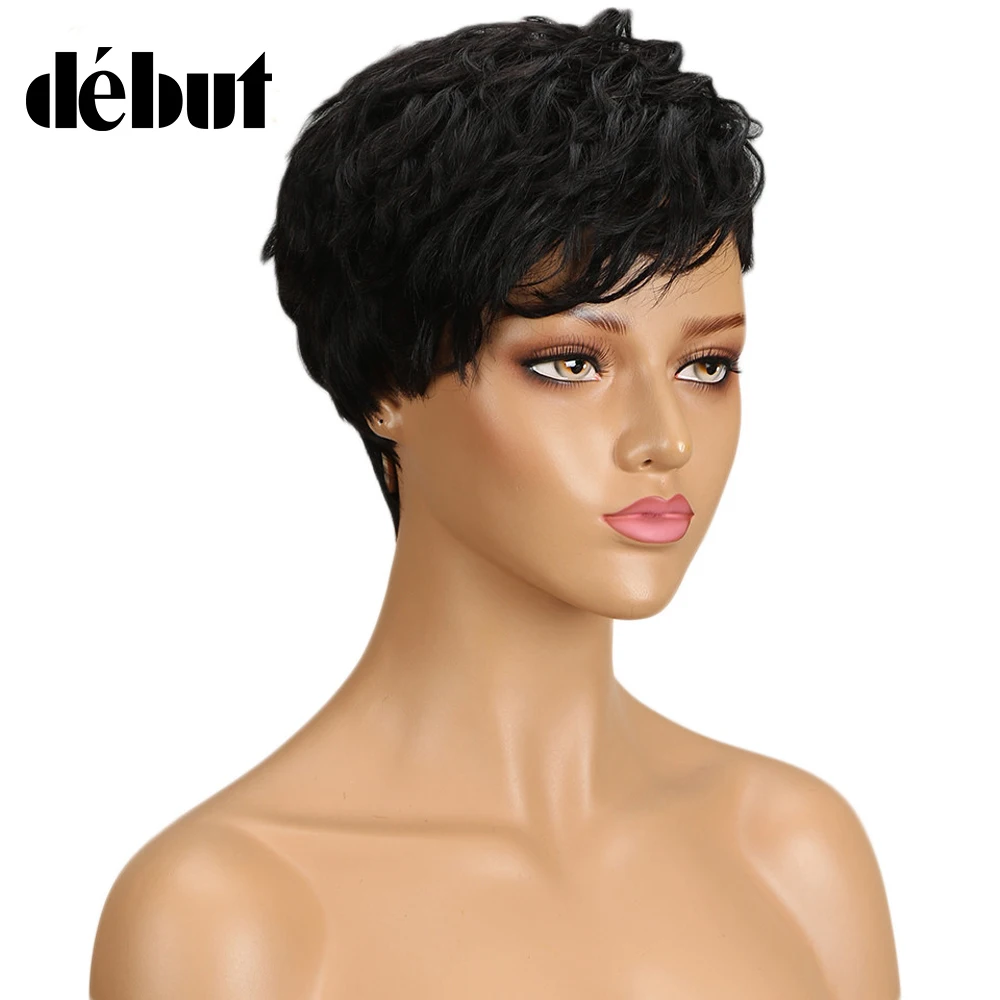 Дебютные парики для женщин прямые волнистые человеческие волосы короткий парик