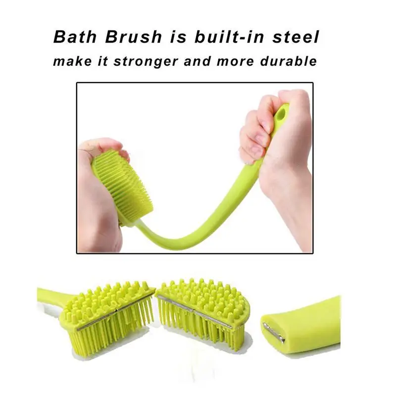 2 шт. в упаковке силиконовая щетка для тела с длинной ручкой мягкая двухсторонняя