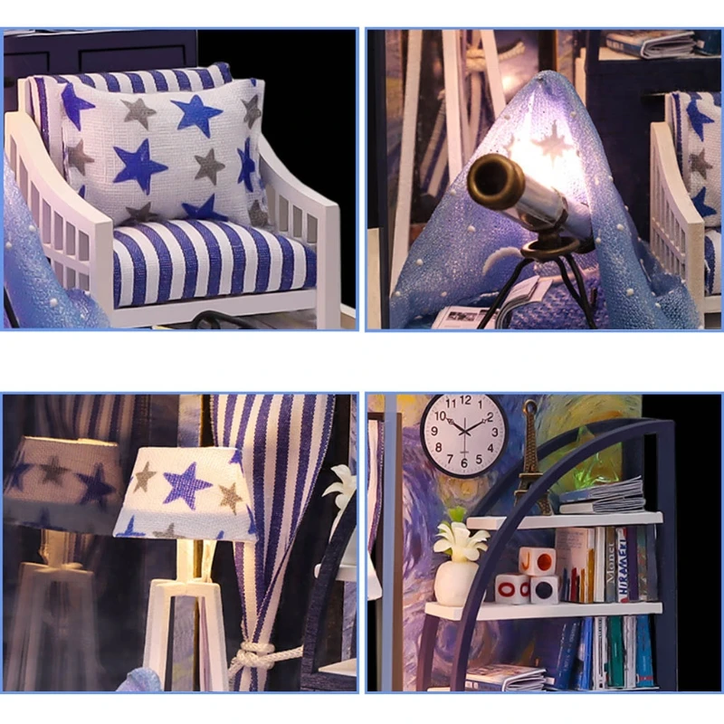 

DIY Miniature Dollhouse Kit Wooden Mini Doll House Accessories with Furniture