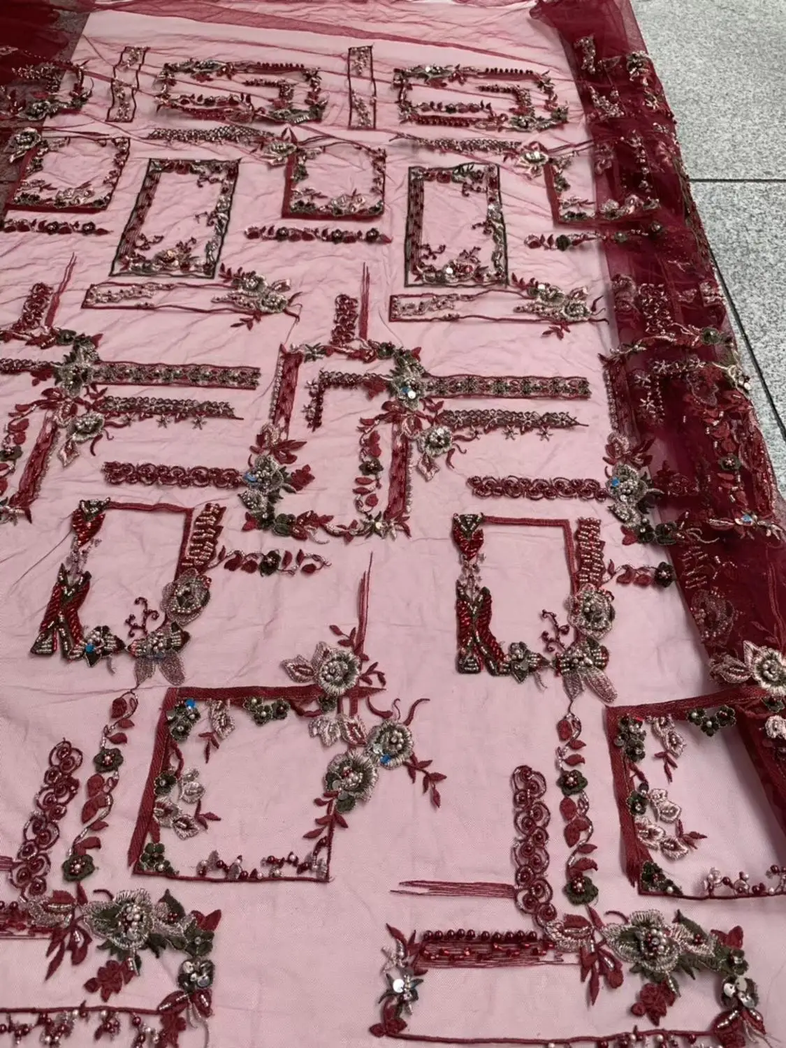 Кружевная ткань из тюля с 3D бусинами в африканском стиле 2018 г. французская