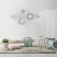 geometric sun gold moon wall decal phases abstract art for bedroom living room home decoration vinyl stickers mural ph681