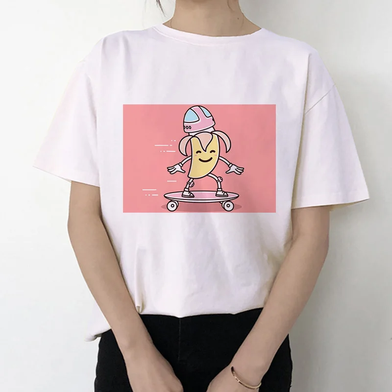 

Funny banana man pattern casual women's t-shirt short sleeve short sleeve o-neck Kawaii Street lovers' loose aesthetic clothes