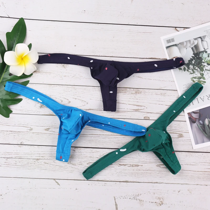 3PCS Men's Cotton Briefs Low Waist Mens Sexy Underwear Sissy Male Erotic GayTongs Underpants for Men Star Print Shorts Panties