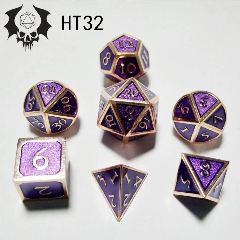 7 шт./компл. мульти-сторонний набор игральных костей из металлического сплава