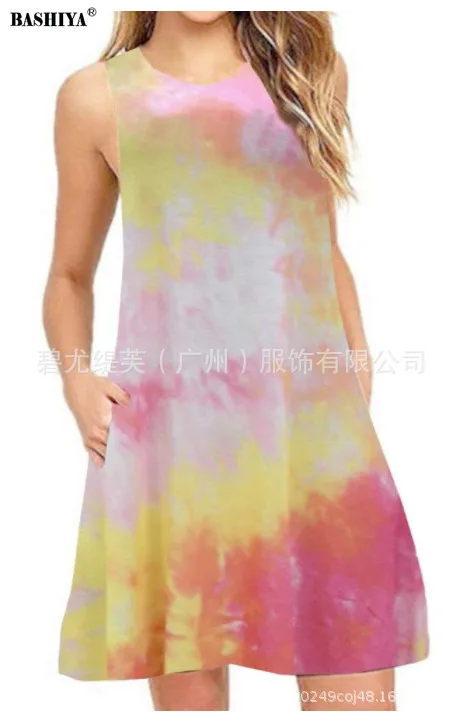 

Summer Women Bohemian Dress Fashion Casual Sleeveless O-Neck Element Print Dress Female Loose Dresses Plus Size 3XL 2021 New