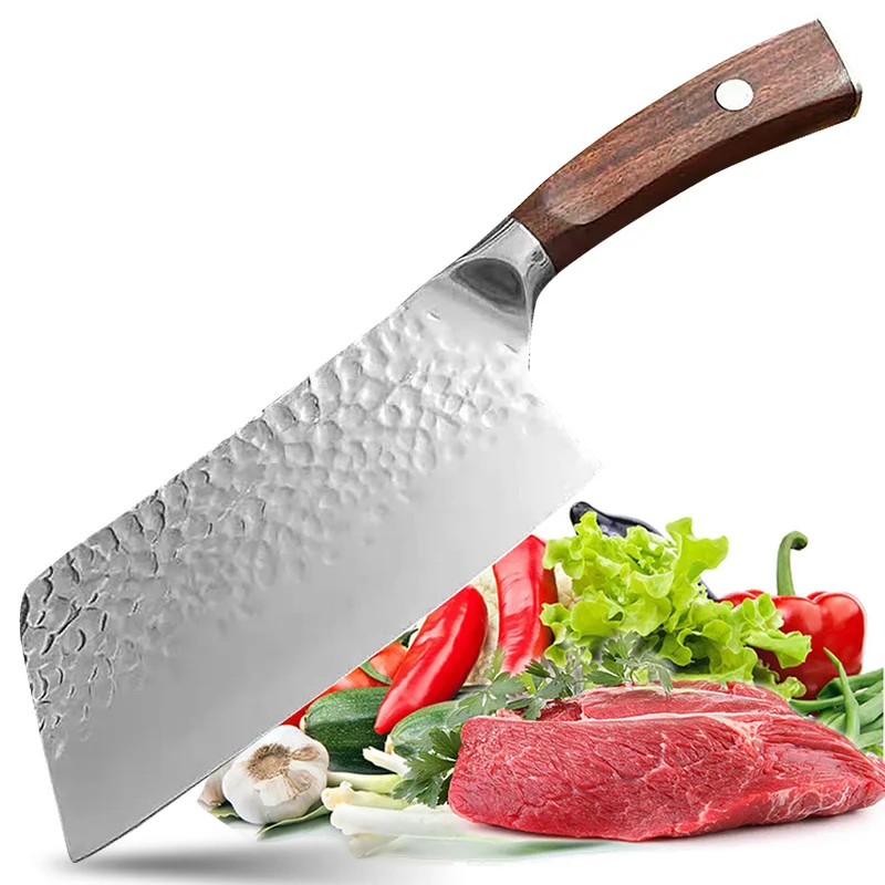 

7-дюймовый кованый кухонный нож из нержавеющей стали, резак для мяса, магнитный резак, китайский шеф-нож мясника