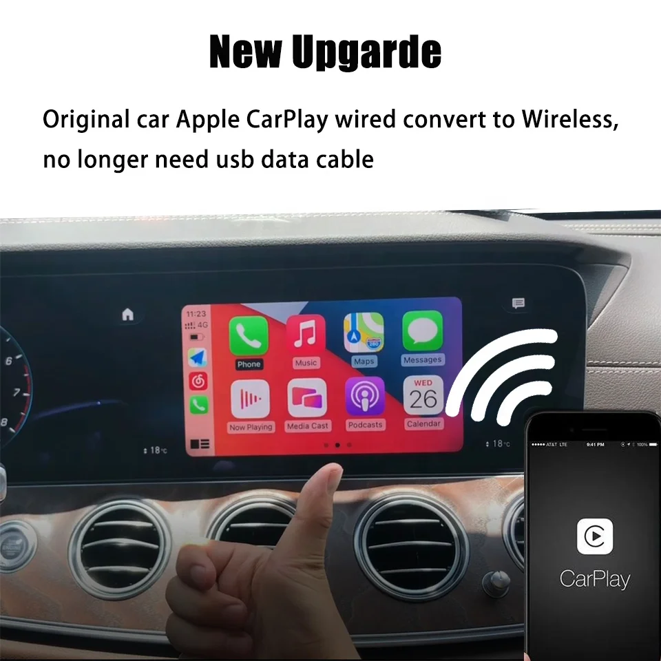 Беспроводная автомобильная видео приставка Apple CarPlay Android AI Box для Mercedes Benz W213 класс A