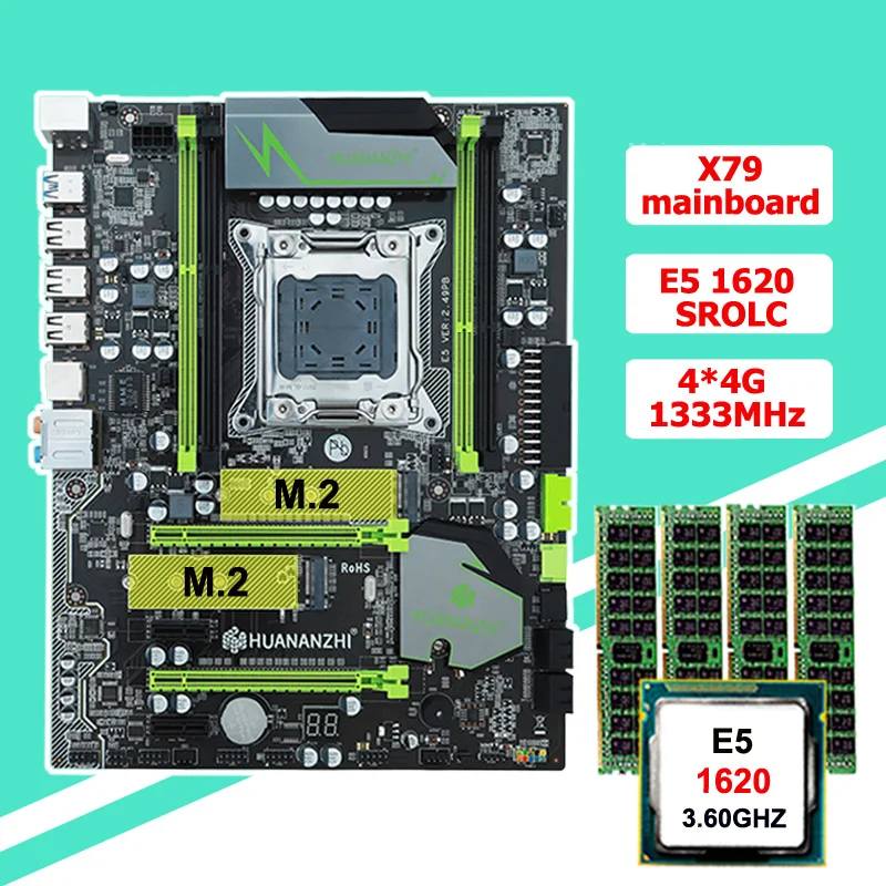 Материнская плата HUANANZHI X79 cpu ram combos Xeon E5 1620 SROLC cpu(4*4G) 16G DDR3 RECC memorry все хорошо Протестировано 2 года гарантии