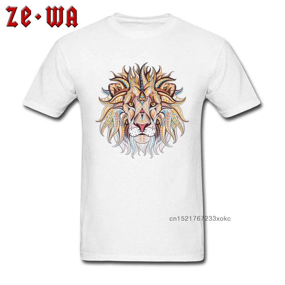 Топы И Футболки с принтом льва футболка для мужчин этнический дизайн тату