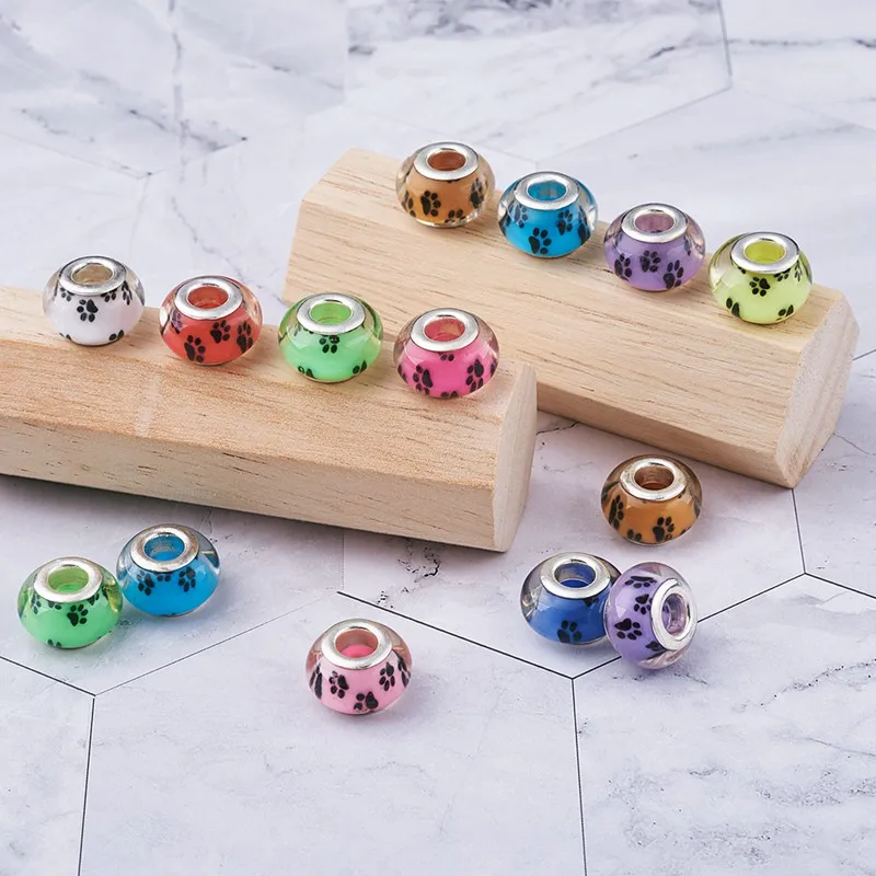 PandaHall 100 шт. акриловые бусины в европейском стиле форме собачьей лапы узор с