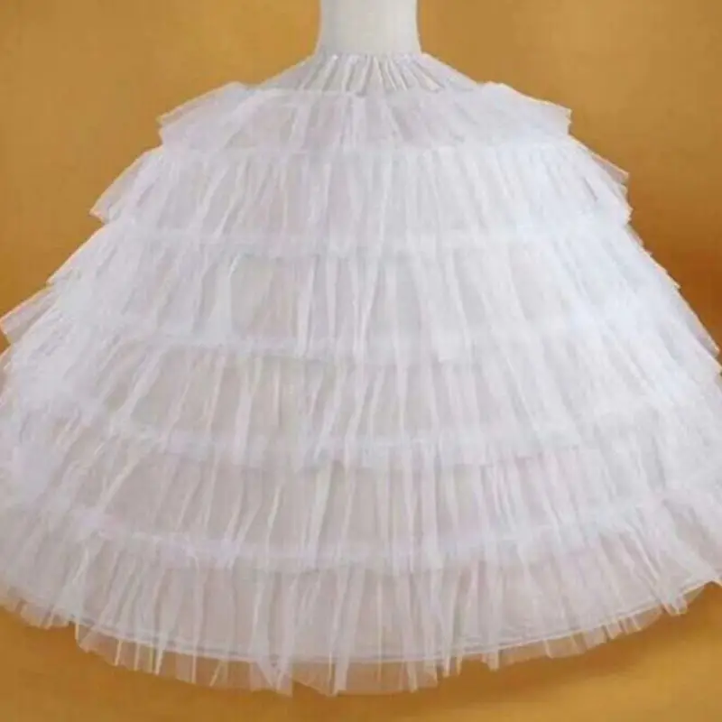 

Bridal Wedding Dress Super Big Petticoat Floor Length 6 Steel Hoops 6 Layer Yarn Elastic Waistband Ball Gown Underskirt