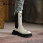 Женские повседневные ботинки-мартинсы на танкетке Donna-in, роскошные ботинки из телячьей кожи с круглым носком, на молнии, Осень-зима, новинка