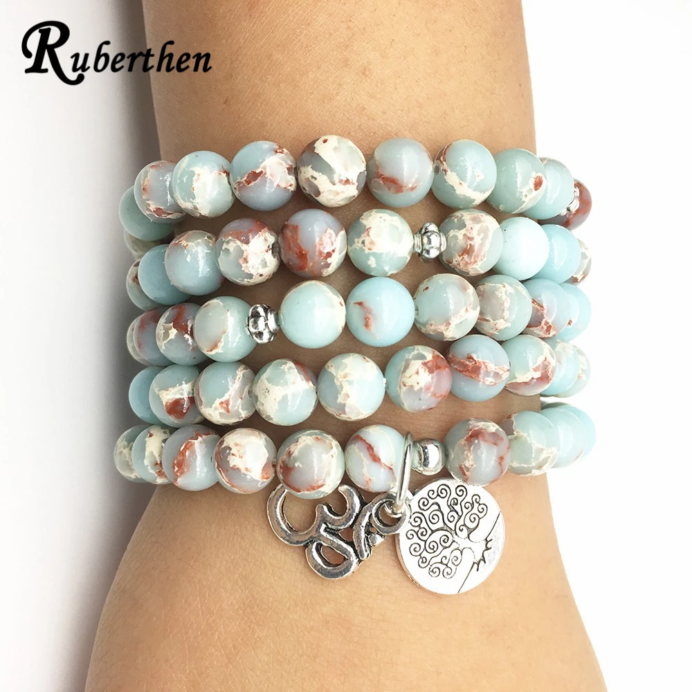 Браслет Ruberthen с изображением дерева жизни Шарм головы Будды 108 мала модный