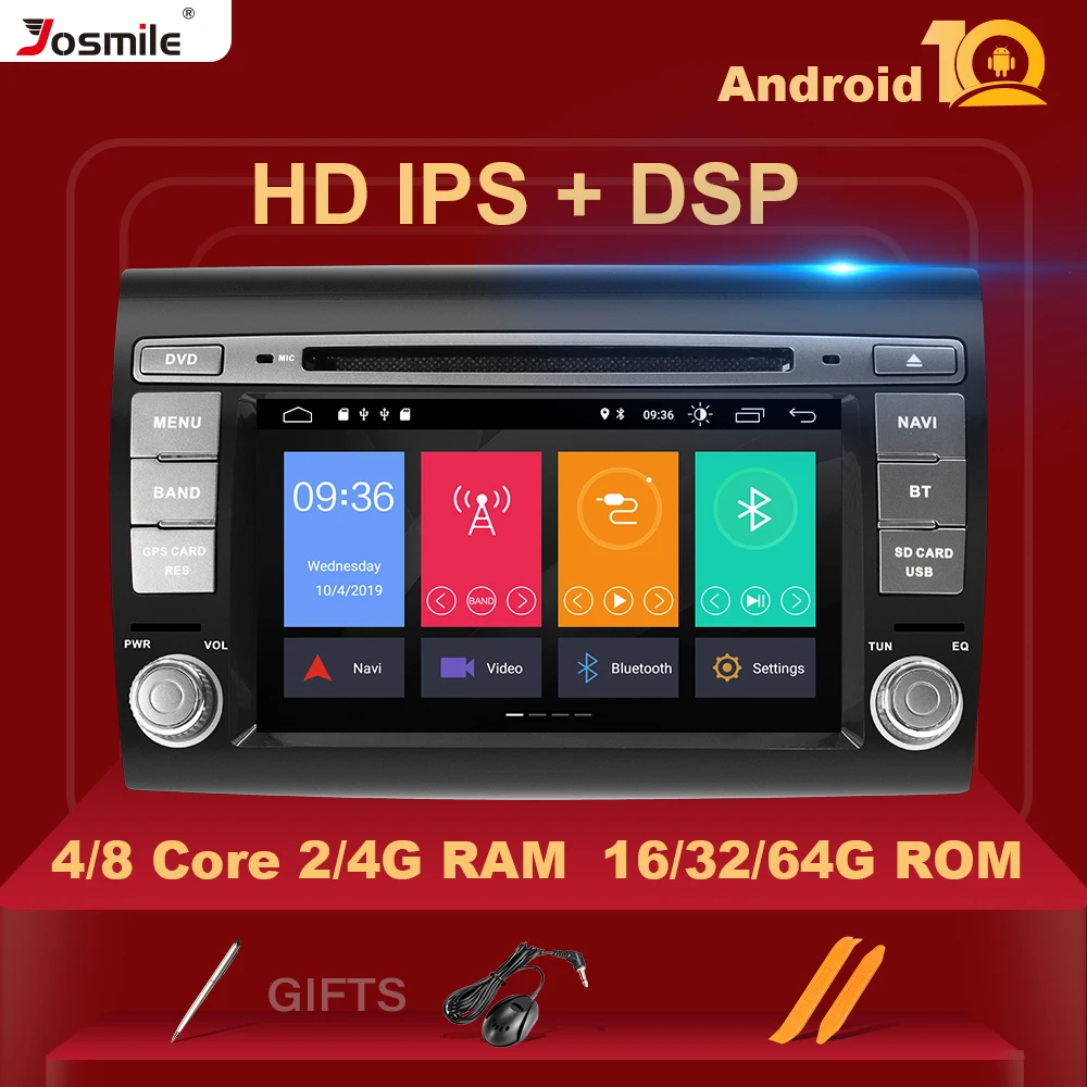 Автомобильный DVD плеер IPS DSP 4G RAM Android 10 для Fiat/Bravo 2007 2008 2009 2010 2011 2012 радио GPS навигация