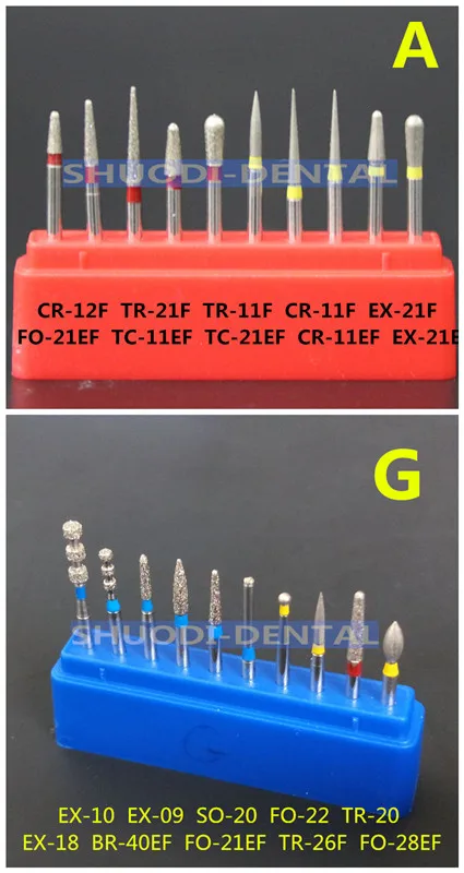 2 sets mixed A G 10 шт. средство для полировки для зубов Стоматологическая дрель Алмазная высокоскоростная полировка подготовка зубов Бур для зубов Фарфоровая керамика - Цвет: 2 sets mixed A G