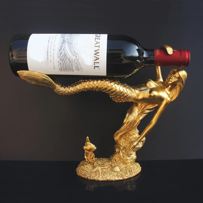 

New Mermaid Wine Holder for Living Room Decoration Art Craft Furniture Wine Holder