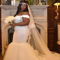 african plus size off shoulder wedding gowns lace tulle beaded sexy bridal gowns robes de mari%c3%a9e appliques