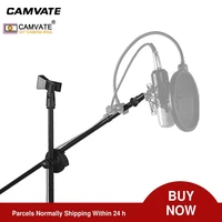 camvate tripod microphone boom stand with double spring loaded mic clips heavy metal base for studio recording presentation