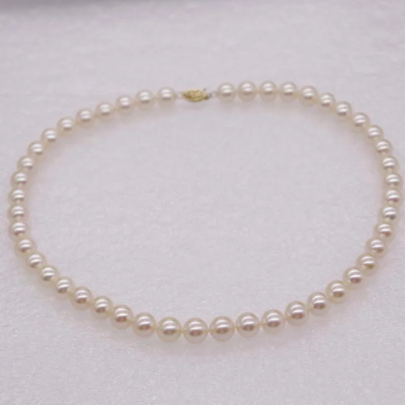 ?? ハイト品質 8.5-9 ミリメートル本物の真珠のネックレス 14 14k ソリッドゴールドクラスプ結婚式の宝石類