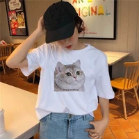new summer t shirt women graphic cat theme print fashion top tshirt female tee shirt ladies clothes t shirt