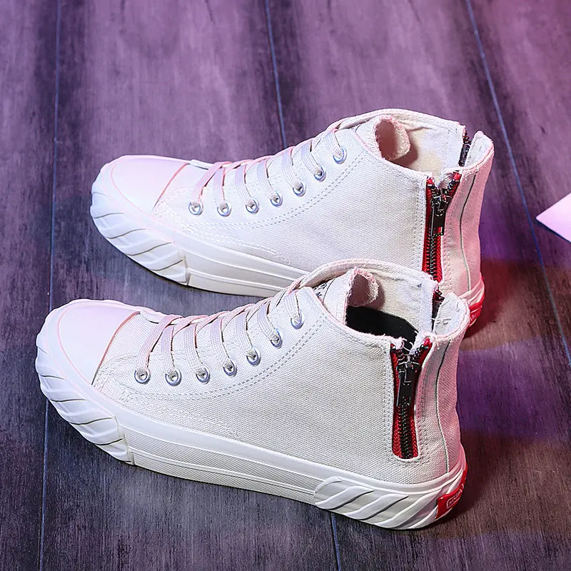 Модные женские туфли с высоким берцем парусиновая обувь на каждый день