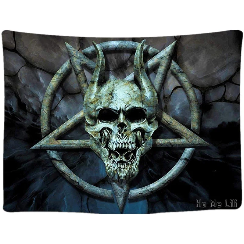 

Goat Head Pentagram Gothic Altar Devil Baphomet Satanic Demonic Skull By Ho Me Lili Tapestry For Living Room Dorm