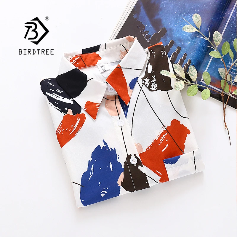 Женская шифоновая блузка с длинным рукавом Повседневная рубашка разноцветным