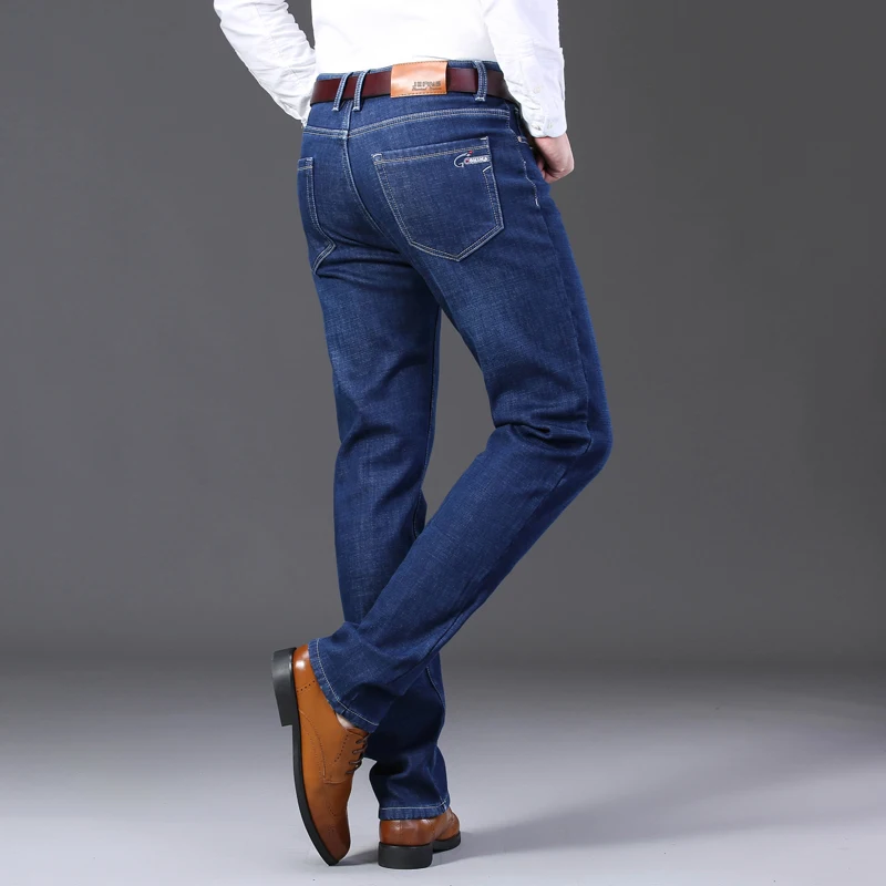 2019 New Warm Jeans Men winter High Quality Brand velvet Fleece Straight Jean trousers flocking men's pants male 40 42 44 | Мужская