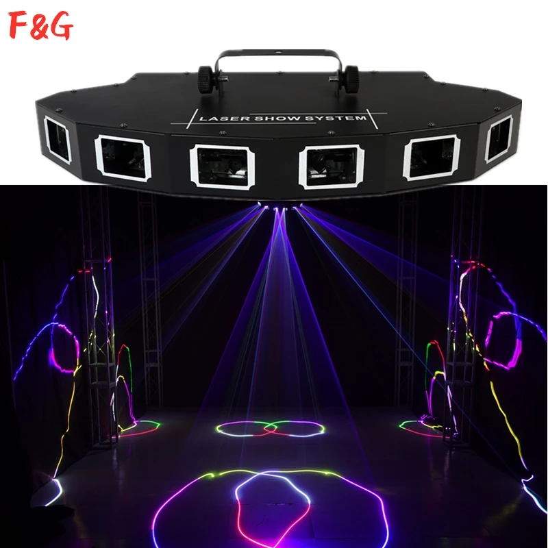 

Лазерный луч Лидер продаж, 6 линз, красный, зеленый, синий, RGB, лазерный луч, DMX 512, профессиональный диджей, вечеринка, шоу, клуб, праздник, дом, б...