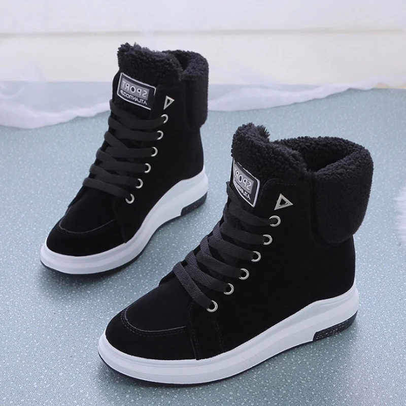 Женские ботинки из флока дышащие женские ботильоны на плоской подошве зимние