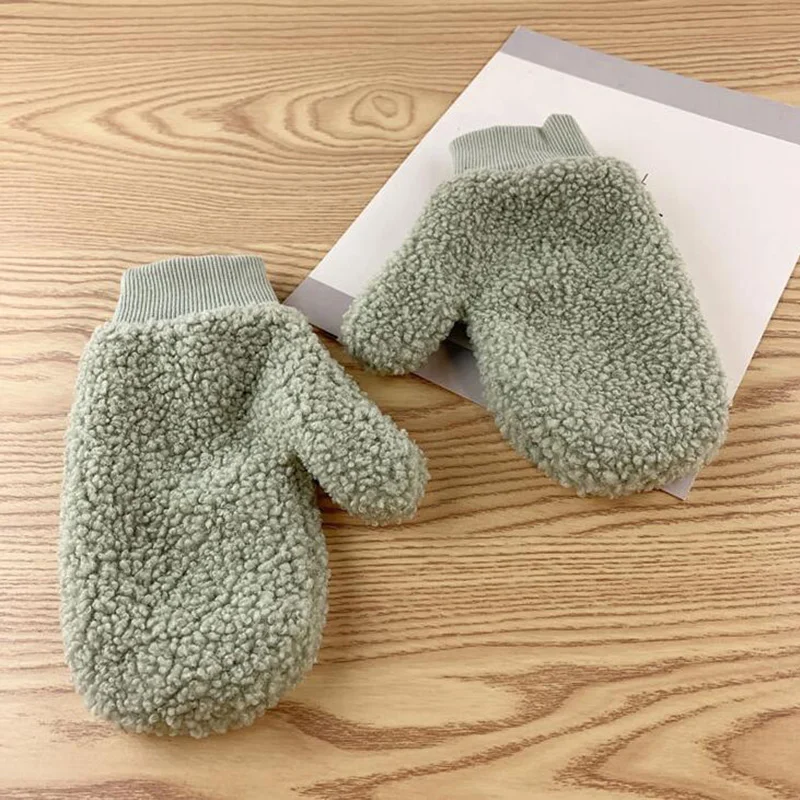 Модные женские толстые кашемировые вязаные варежки из овечьей шерсти зимние