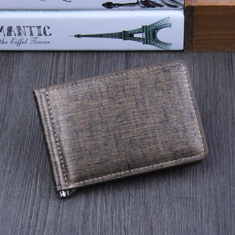 

Men Slim Wallet Money Clip Business PU Leather Cash ID Credit Card Holder