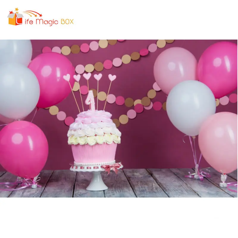 Фоны LIFE MAGIC BOX для фотосъемки детей на 1 й день рождения с воздушными шарами и