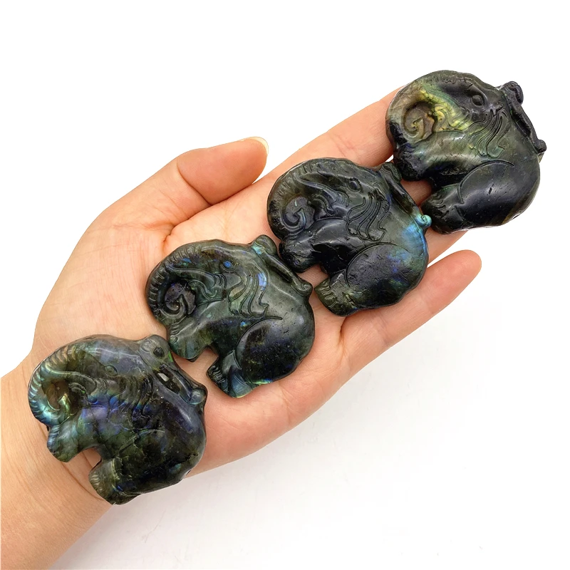 

Beautiful 1PC Natural Labradorite Elephant Hand Carved Polished Crystal Gifts Healing Crystal Animal Natural Quartz Crystals