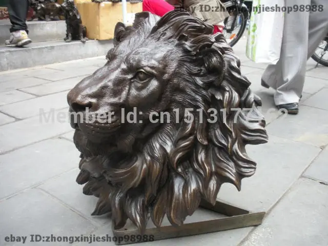 Chinese Pure BRASS HSBC Lions Head Wall Hang Family Decor Art Sculpture Garden Decoration Finish Buddha Healing statue | Дом и сад