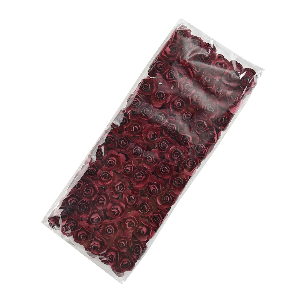 Artificial Flower Mini Cute Paper Rose Handmade For Wedding Decoration DIY Wreath Gift Scrapbooking Craft Fake 144pcs/lot | Дом и сад