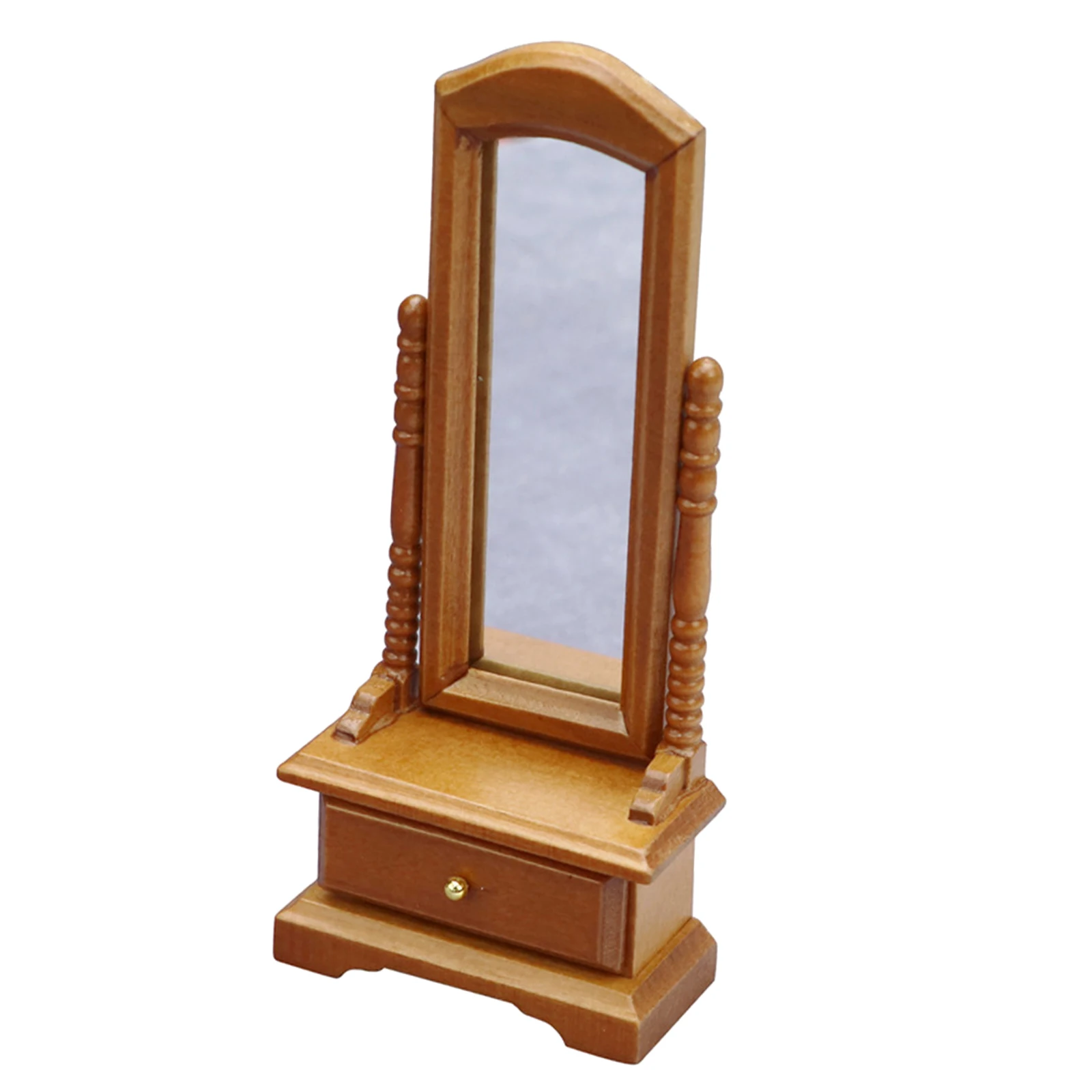 

Modern Scale Doll House Wooden Full-Length Dressing Mirror Model DIY Crafts