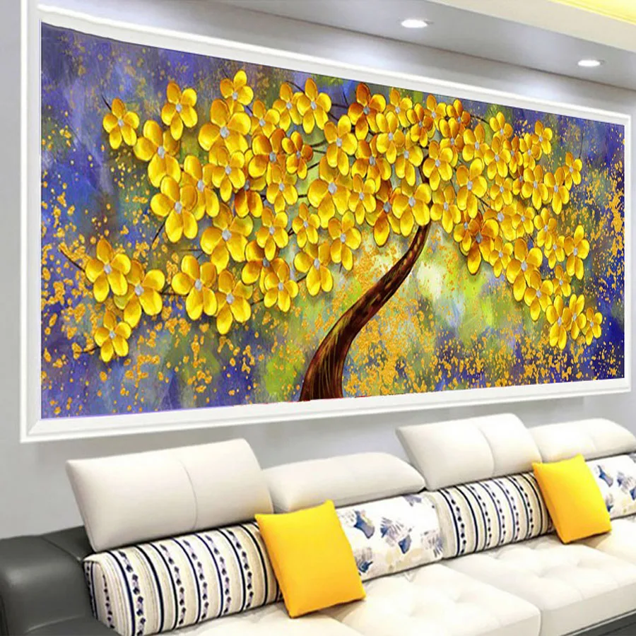 

Большая алмазная живопись "сделай сам", желтая картина с монетами, мозаичный Рисунок 5D, квадратная круглая Алмазная мозаика, украшение для д...