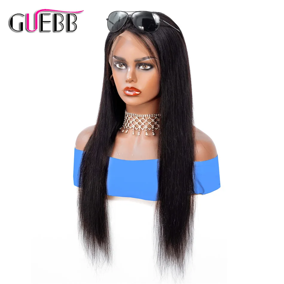 GUEBB прямой парик с кружевом спереди Remy 13*4 человеческие волосы на кружеве парики с волосами младенца для черных женщин индийский коричневый 26 дюймов парик шнурка
