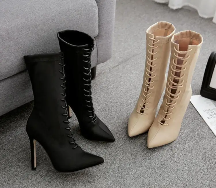 

High heel Elastic Force Chalaza Women's Shoes Boots Cloth