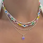 Ожерелье женское с жемчугом и радужным стеклом сглаза