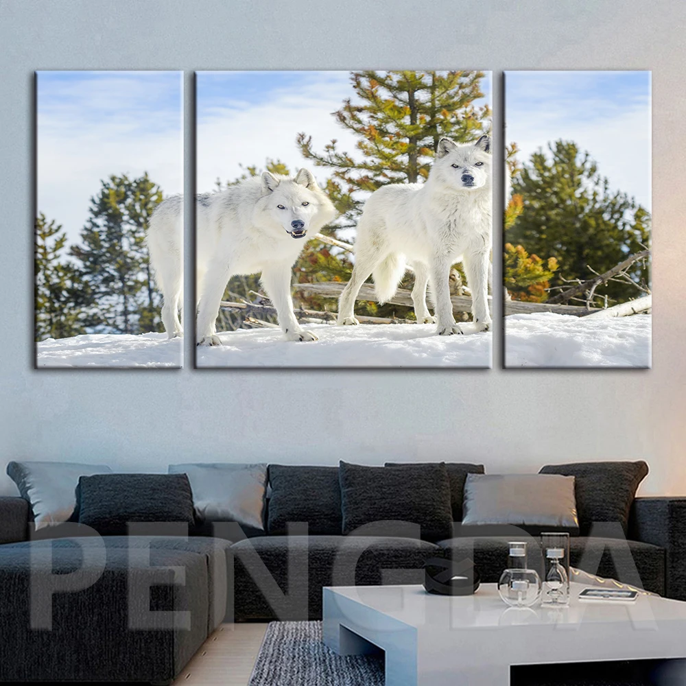 

Canvas Painting Home Decoration Wall Artwork Animal Wolf Snow Pictures Hd Printed Modular Modern Framed Poster For Living Room