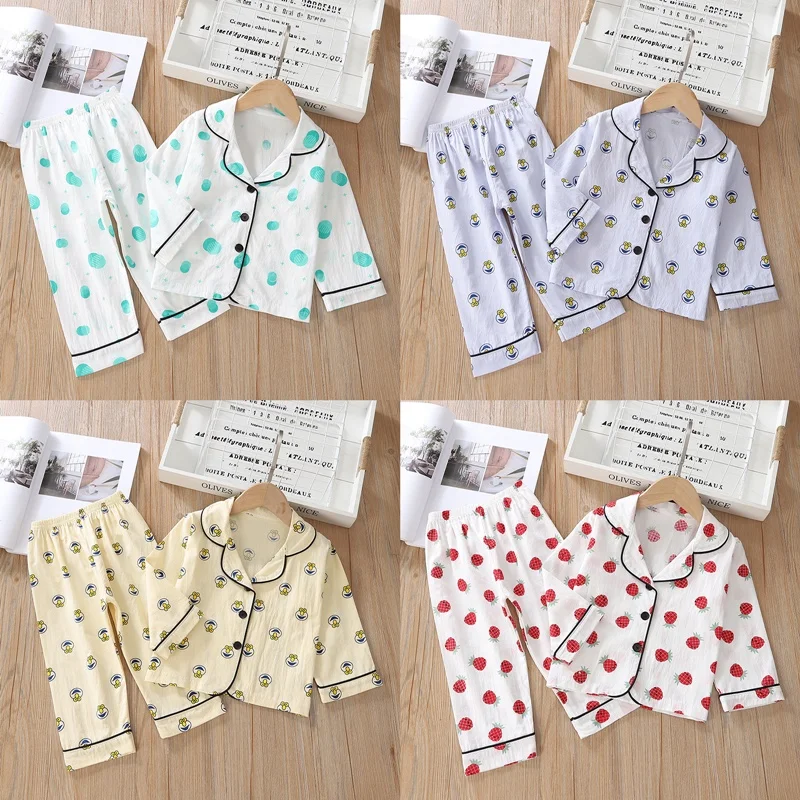 

Baby Girl Pajamas 2 Pcs Set Cotton Fruit Pineapple Dot Frog Print Long Sleeve Tops+trousers Comfortable Home Baby Sleepwear 0-3Y