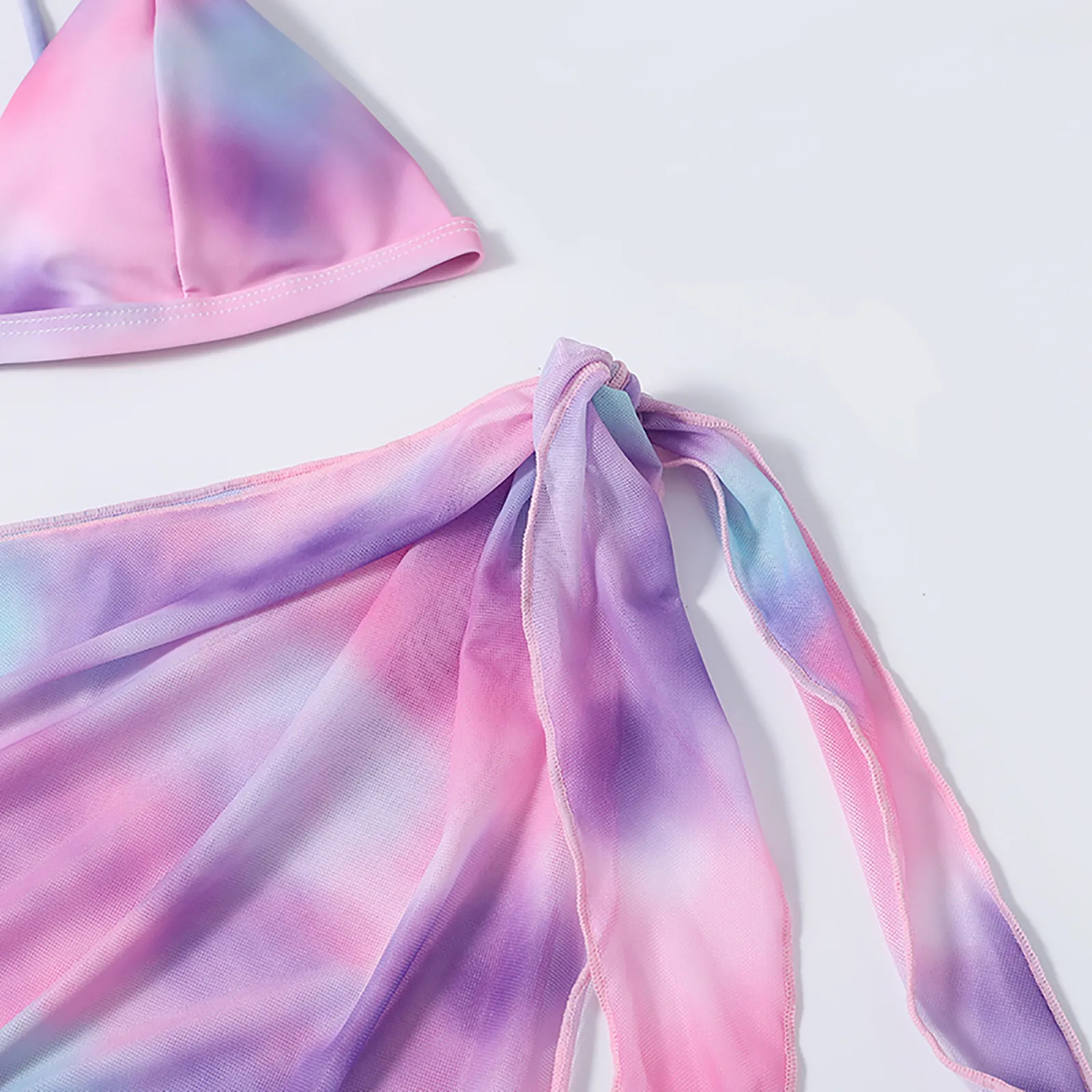 

Sexy Tie Dye With Sarong Bikini Female Swimsuit Women Swimwear Three-pieces Bikini set Bather Bathing Suit Swim Lady