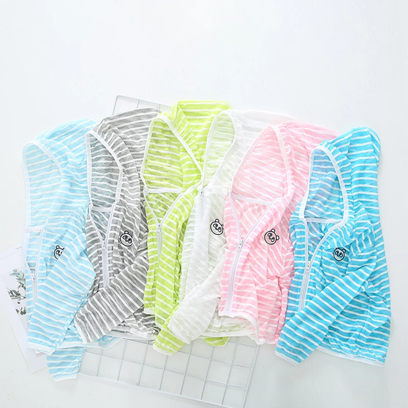 Летняя детская одежда для защиты от солнца Пальто унисекс с милым полосатым