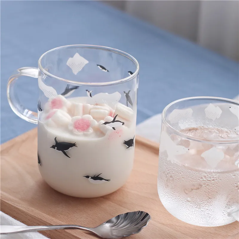 Милый белый медведь Пингвин стеклянная кофейная кружка креативная пивная