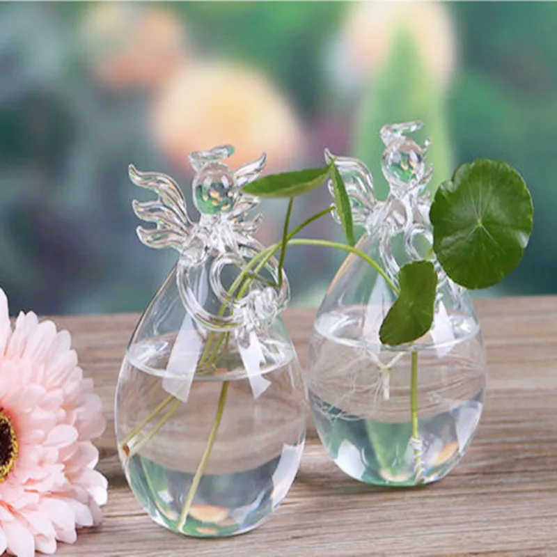 Подвесной стеклянный контейнер для домашнего сада с милыми ангельскими цветами